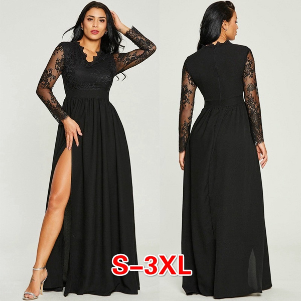 black long dress with side split