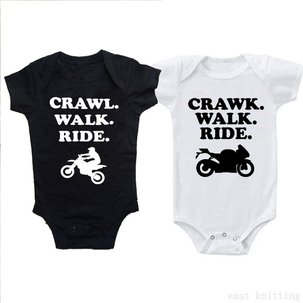 Crawl Walk Ride Motocross Baby Onesie Shirt Shower Gift Newborn Clothes Gerber 