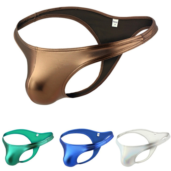 Men Briefs PU Leather Party Club Dance Underwear Men's Sexy Tback Sexy