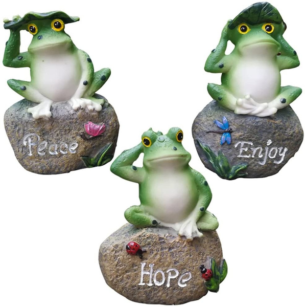 Frog Garden Statues 5 Inch Frogs Sitting on Stone Sculptures Outdoor Decor  Fairy Garden Ornaments | Wish
