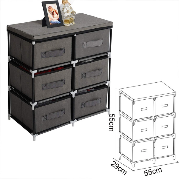 Fabric 6-Drawer Storage Organizer Unit with Fabric Bin Storage