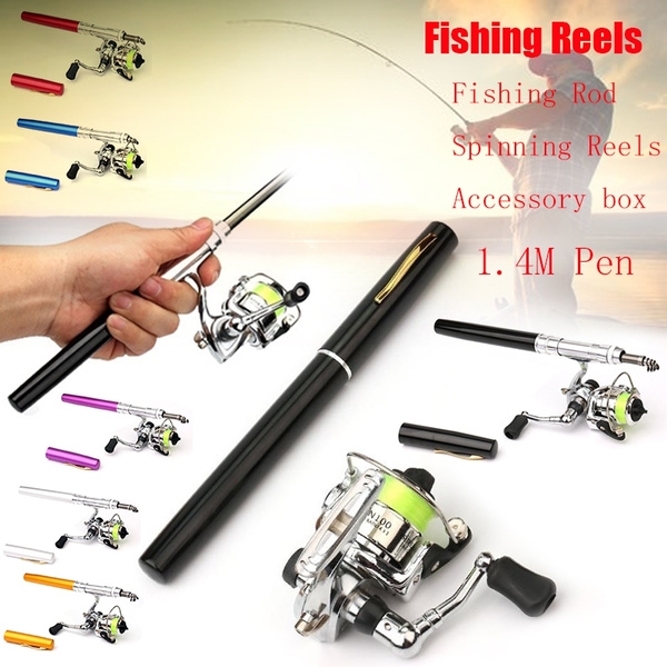 1.4M Pocket Pen Collapsible Fishing Rod Reel Combo Mini Pen Fishing Pole  Kit Telescopic Fishing Rod Spinning Reel Combo Kit
