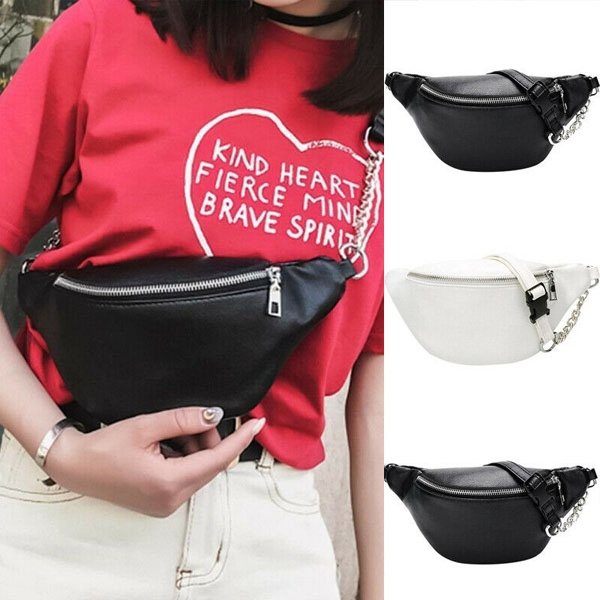 Red Leather Fanny Pack for Women Belt Bag Hip Bag 