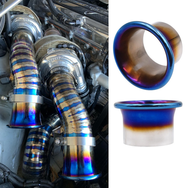 EZAUTOWRAP 3 Silver Short Ram Cold Air Intake Turbo Horn Aluminum Alloy Velocity Stack Adapter Kit with Silicone Hose