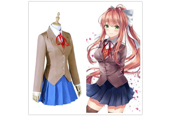 Jual Game Doki Doki Literature Club Monika Cosplay Sayori Yuri Natsuki Cosplay Costume Wig Set School I.1673543491