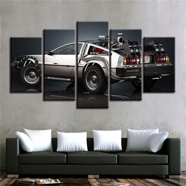 Art Poster 5 Pieces 3D Canvas Painting Back to The Future Conference Decoration 100x50cm Frameless