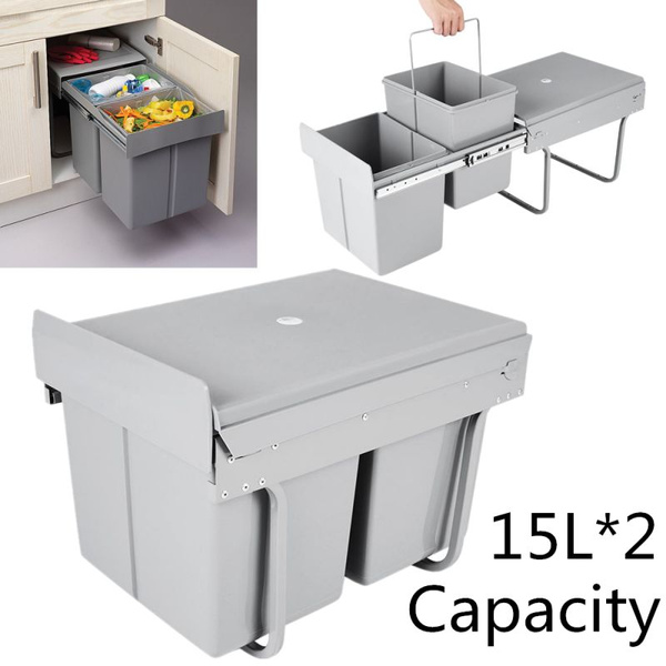Pull Out Bin Kitchen Waste Basket Slide Twin Garbage Rubbish Cabinet 2 15l Wish Pull Out Bin Kitchen Waste Basket Slide, Pull Out Kitchen Cabinet Waste Bin
