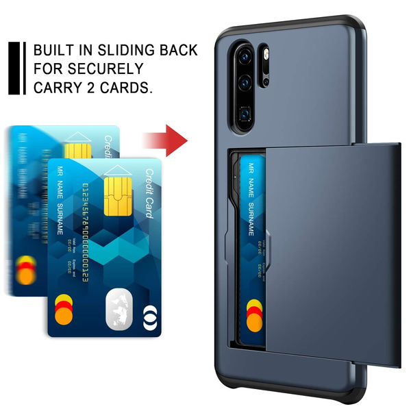 Cover for Huawei P30 Leather Extra-Durable Business Kickstand Mobile Phone Cover Card Holders with Free Waterproof-Bag Blue3 Huawei P30 Flip Case 