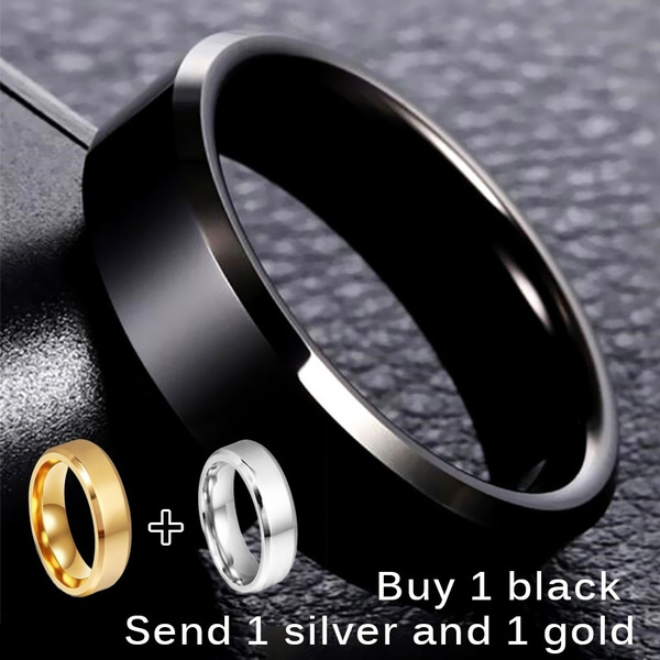3 Pc . high quality Titanium Stainless steel rings black for Men