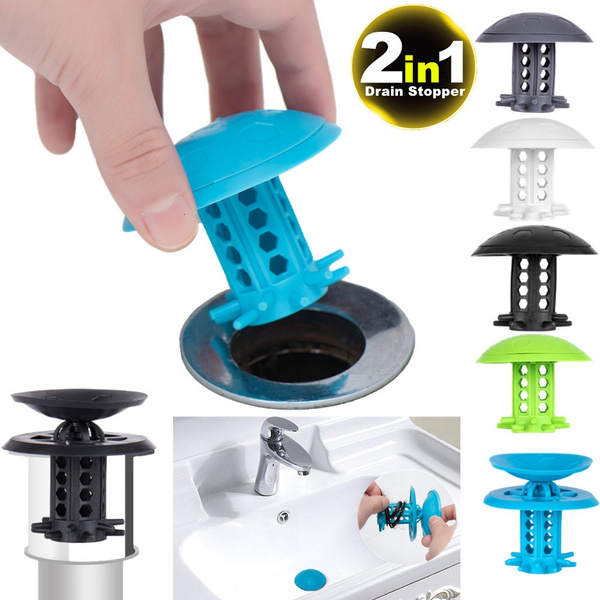 TXM 2in1 Bath Tub Stopper, Tub Drain Hair Catcher and Stopper for