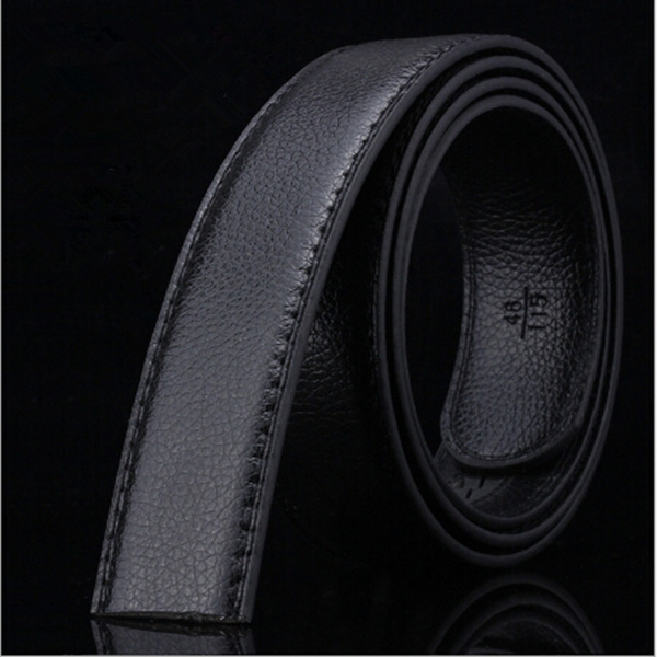 Men's Leather Belt Headless Double-sided Lychee strip Automatic Buckle Waistband