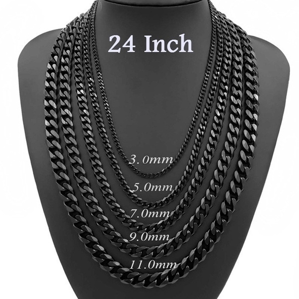 24inch Mens Boys Chain Black Tone 