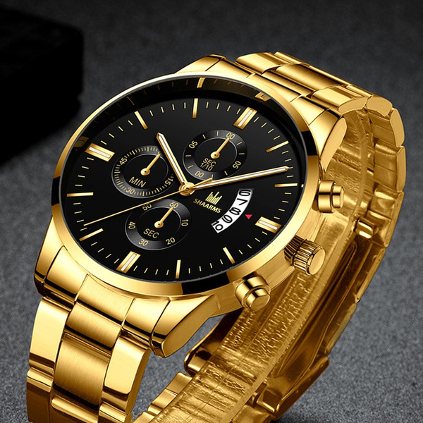 Men s Gold Quartz Watch Top Brand Luxury Men Watches Fashion Man