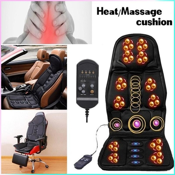 New Upgraded!!! Electric Car Heated Back Massage Cushion Neck Pain Lumbar  Support Pad For Car Office Home