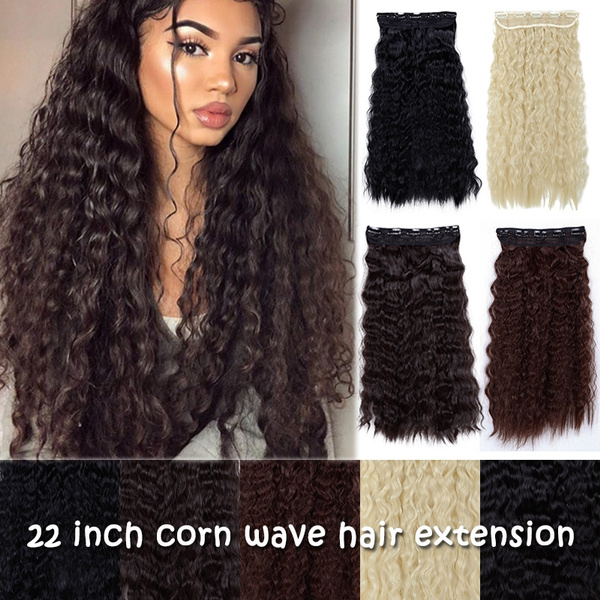 22inch One Piece Clip In Hair Extensions Long Corn Wave Hairpiece