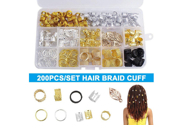 Rings Dreadlocks Metal Beads Hair Aluminum Coil 200Pcs Hair Cuffs Braiding  Braided | Wish