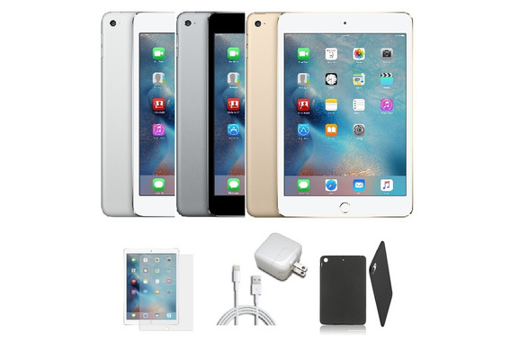 Apple iPad Mini 4 16GB Bundle: Tempered Glass, Case, & Rapid