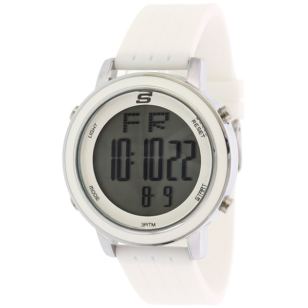 Skechers Watch SR6009 Westport, Wish Date Function, Backlight Band, Alarm, Digital | Silicone Silver White Display, Display, Chronograph