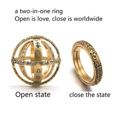 High Quality European and American Fashion 2in1 Astronomical Ball Ring Vintage Jewelry