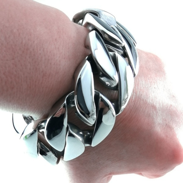 Mens heavy deals stainless steel bracelet