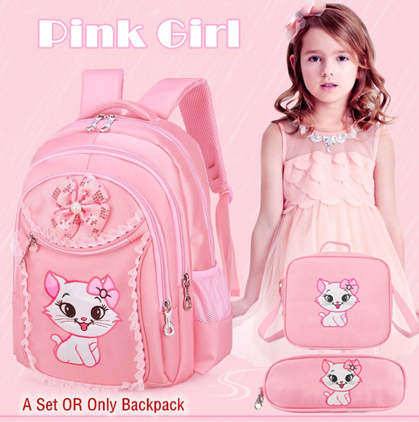 Sweet Cat Children Cartoon Pink School Bags Pupil Girl Cute Princess Backpacks Girls Gift Wish