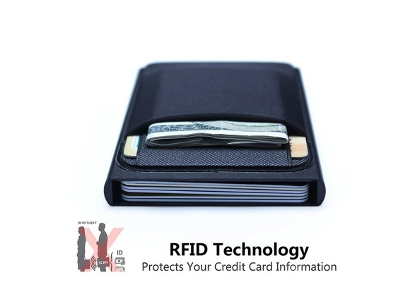 RFID Wallet Blocking Men Aluminum ID Credit Card Holder Pop Up Coin Pocket Clip