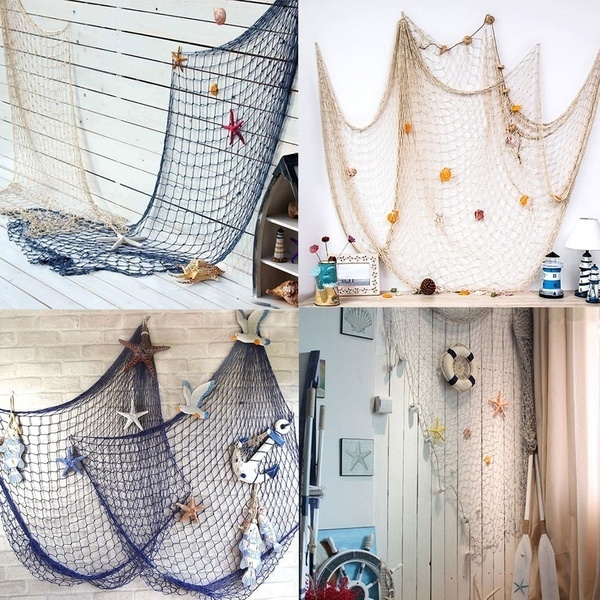 Fish Net Decor Nautical Fishing Seaside Beach Theme Sea Ocean Home