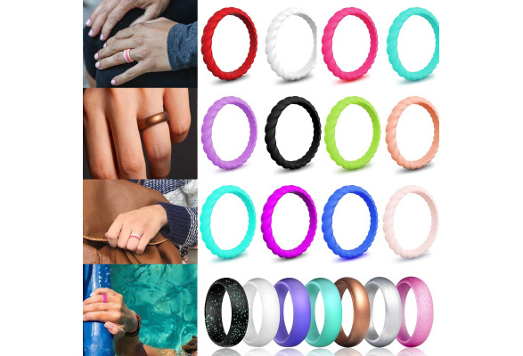 5/7/10 Pcs Flexible Silicone Wedding Ring Stackable Women Elegant Gym Sport  Rubber Band For Men Women Sports Active Fitness Riding Climbing Work