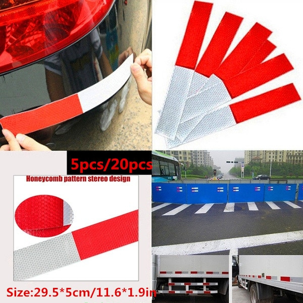 5Pcs Car Truck Red White Stickers Reflective Tape Night Safety Warning Decal 
