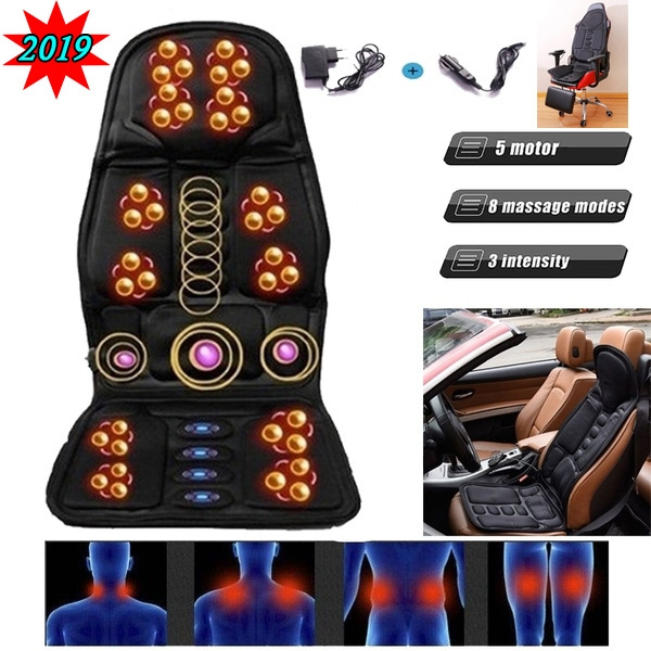 8 Mode Vibrating Massage Seat Cushion with Heat Full Back Massager Chair  for Home Car