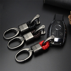  Car Key Holder Key Rings Key Chain Hand Woven Horseshoe Buckle Keychain Car Keyring Gift Creative Auto Accessories