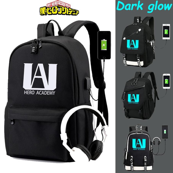 XYZLEO Water Shadow Anime My Hero Academia Cosplay Backpack Daypack Bookbag Laptop School Bag with USB Charging Port