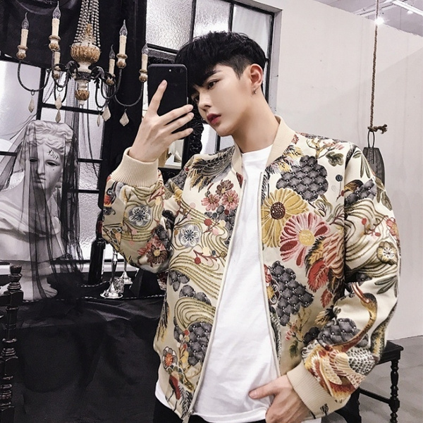 Men Jacket Japanese Embroidery Coat Hip Hop Streetwear Jacket Coat Bomber Jacket