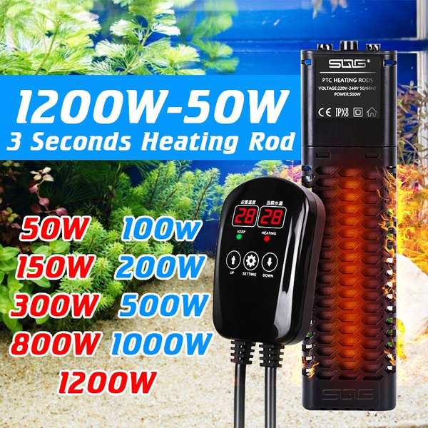 100-800W Aquarium LED Heater Fish Tank Water Submersible Adjustable 