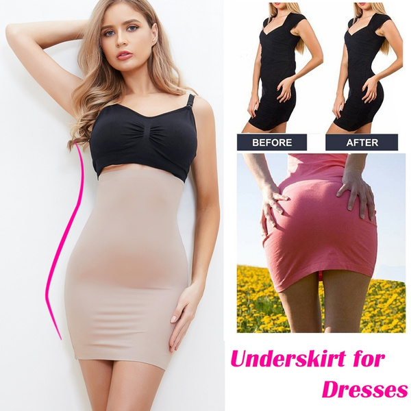 Women Half Slips for Under Dress Underskirt Tummy Control Seamless Body  Shaper