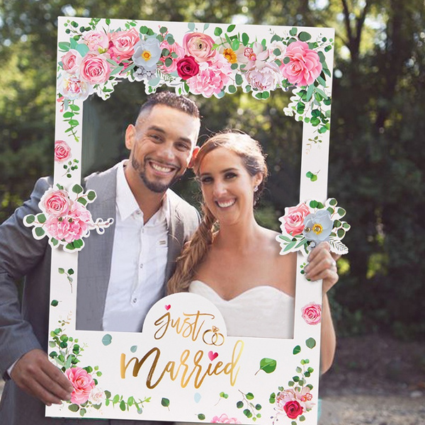 Wedding Party Photo Frame Booth Props Selfie Supply Decorations Just Married Set