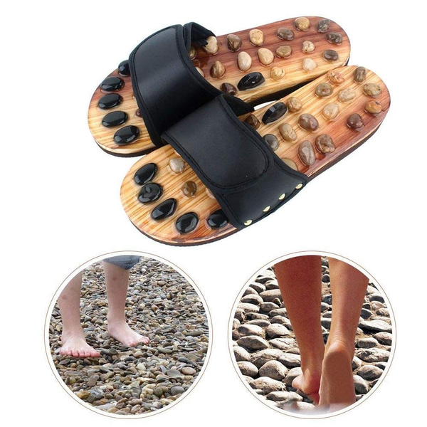 Acupressure Massage Slippers, Deep Tissue Acupressure Foot Massage Slippers  with Pebbles, Reflexology Massage Shoes Sandals Slides, Stress Relief  Relaxation Gifts for Men, Women(39) -