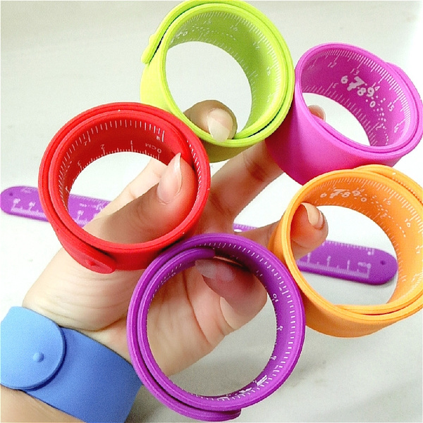 2pcs Random Color Silicone Fidget Toy Soft Rubber Slap Ruler Rubber Slap  Bracelet Measuring Tape Wristband | SHEIN USA