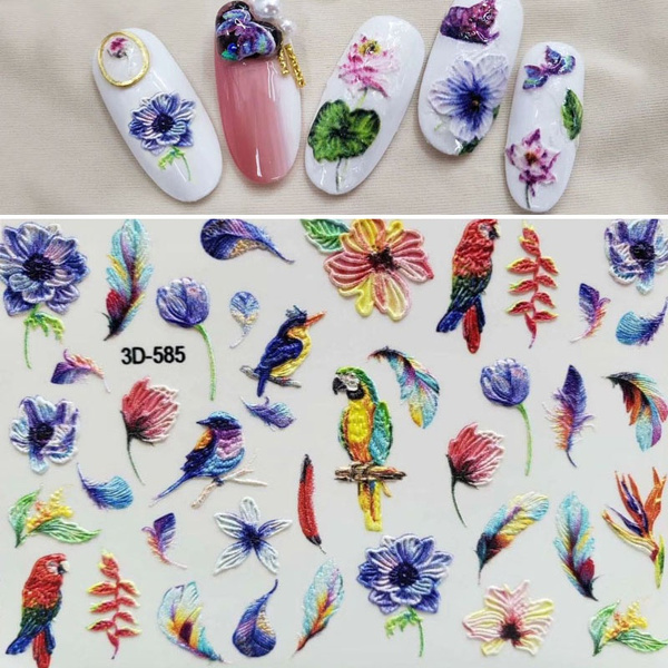 Amazon.com: Flower Nail Art Sticker Decals Spring Pink Blossom Flower  Floral Nail Decorations Water Transfer Slider Nail Accessories for Women  12Pcs : Beauty & Personal Care