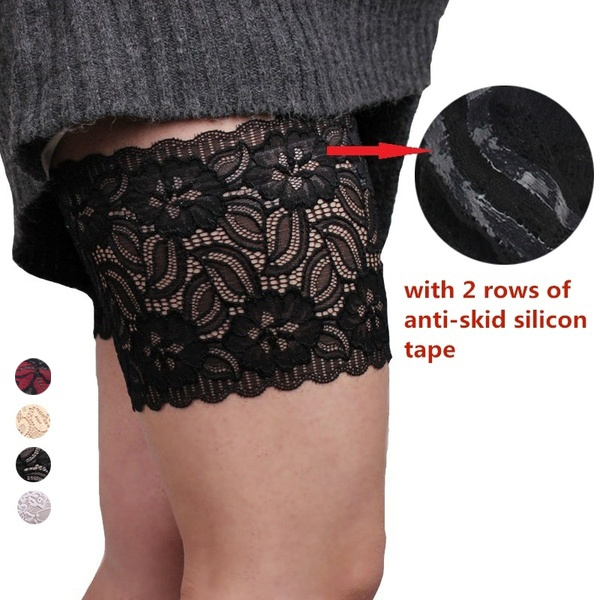 New Fashion Plus Size Lace Floral Elastic Anti-Chafing Thigh Bands Leg  Warmers Cuffs for Women