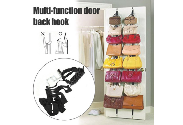 Adjustable Over The Door Bag Holder Hook Straps Hat Purse Backpack Hanger 