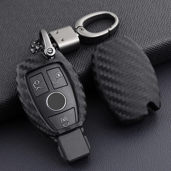 DOHON Carbon Fiber Key Fob Remote Case Compatible with Mercedes Benz Keyless Entry Remote Key Protective Cover Frosted Black 2Pcs