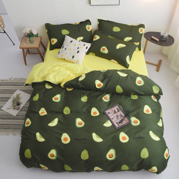 4pcs Avocado Printing Bed Linen, Twin Bed Cover Dimensions