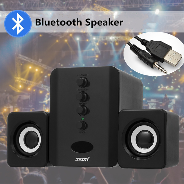 USB 2.1 Stereo Bass Computer Subwoofer Speaker etc Compatible with Desktop Laptop Mobile Phone Black Blue SADA D-202 Bluetooth Speaker