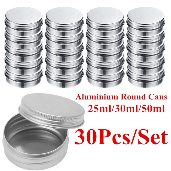 30Pcs 30ml Small Mini Round Tin Can Box Metal Jewelry Container Case w//Screw Lid