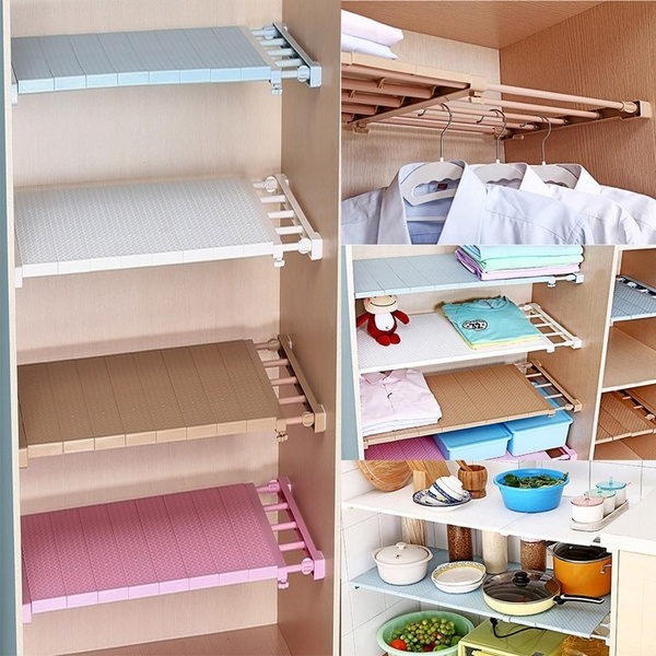New Upgrade Magical Adjustable Closet Organizer Storage Shelf Wall Mounted  Kitchen Rack Space Saving Wardrobe Decorative Shelves Cabinet  Holders（Withstand weight range 20KG-50KG)