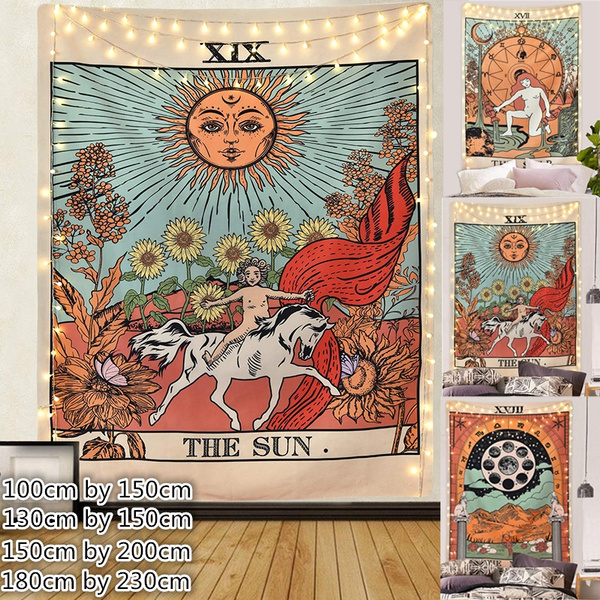 Tarot The Moon Tapestry Medieval Europe Divination Tapestry Art Wall Hanging BS 