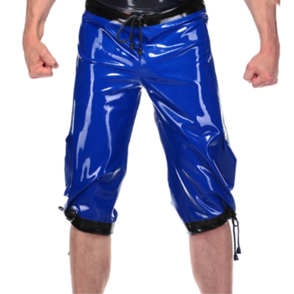 Latex Rubber Pants Men Navy blue Sports 