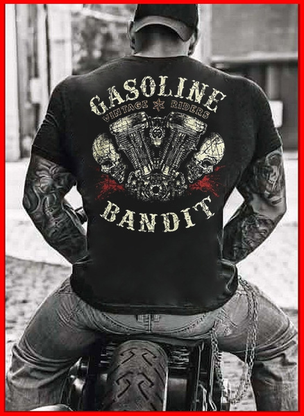 Gasoline Bandit Original Biker Racer T-Shirt Born in Bonneville Oliv 