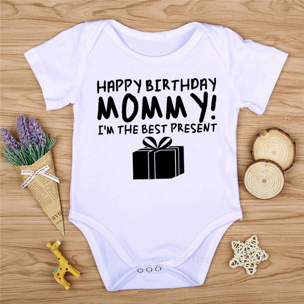 Happy Birthday Mommy Baby Onesie Shirt Mom Mother Gift Newborn Infant Gerber 